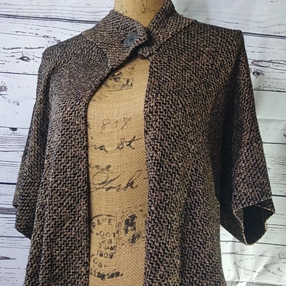 Ellen Tracy Silk & Cashmere Blend Cardigan Jacket Brown Textured sz. M